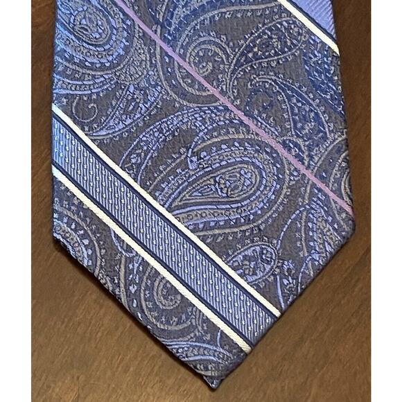 Pronto Uomo Platinum Blue Purple Hand Made 100% Silk Mens Neck Tie Made In China - Picture 1 of 9